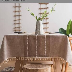 Elegant Brown Tablecloth with Tassels